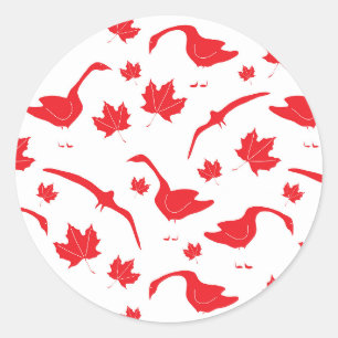 Adesivo Canada Geese and Maple Leaves - canadense flag red