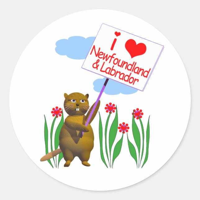 Adesivo Canadense Beaver ama Terra Nova, Labrador (Frente)