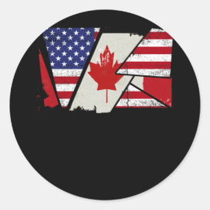 Adesivo Canadense Roots Half American Flag Canadá
