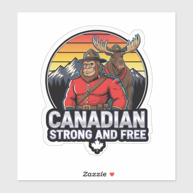 Adesivo Canadian Bigfoot Strong And Free (Folha)