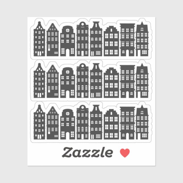 Adesivo Canal Row de Amsterdã Casas de Grachtenpanden Hola (Folha)