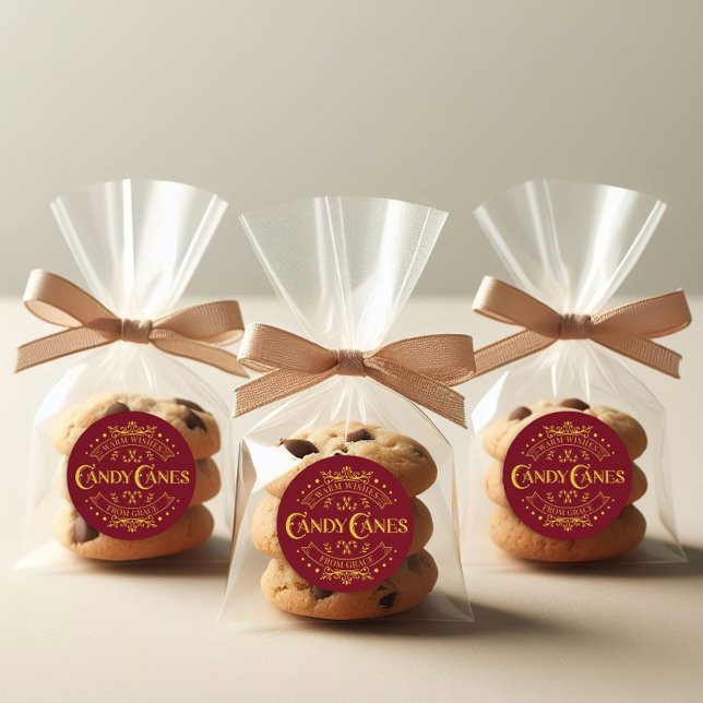 Adesivo "Canas Doentes" Vinheta Vermelha Natal ("Candy Canes" Christmas Red Sticker)