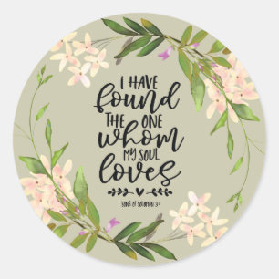Adesivo Canção de Salomão 3:4 Encontrei a única Floral