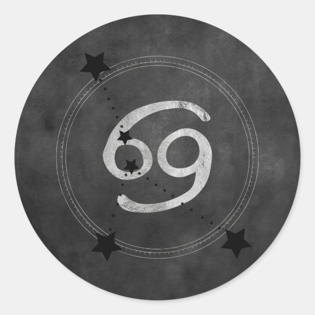 Adesivo Cancer Crab zodiac constellation black silver (Frente)