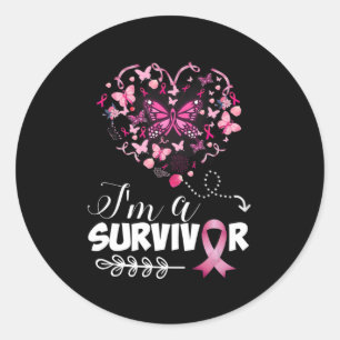 Adesivo Cancer da mama Consciência borboleta rosa Coração