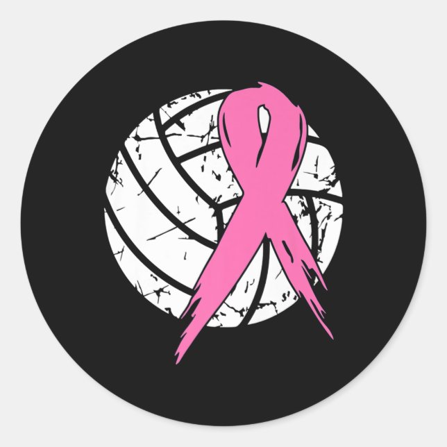 Adesivo Câncer da mama Cos de Consciência do Voleibol Rosa (Frente)