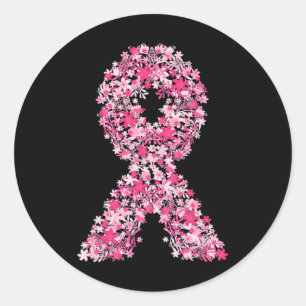 Adesivo Câncer da mama Fita Cor-de-rosa Fita Floral Certa