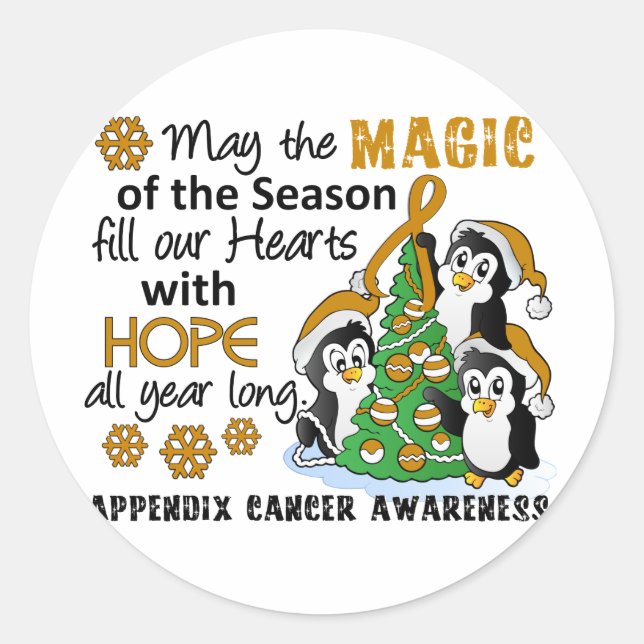 Adesivo Cancer de Apêndice de Pinguins de Natal (Frente)