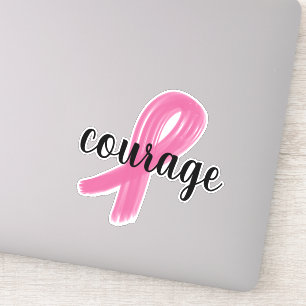 Adesivo Cancer de fita cor-de-rosa com coragem