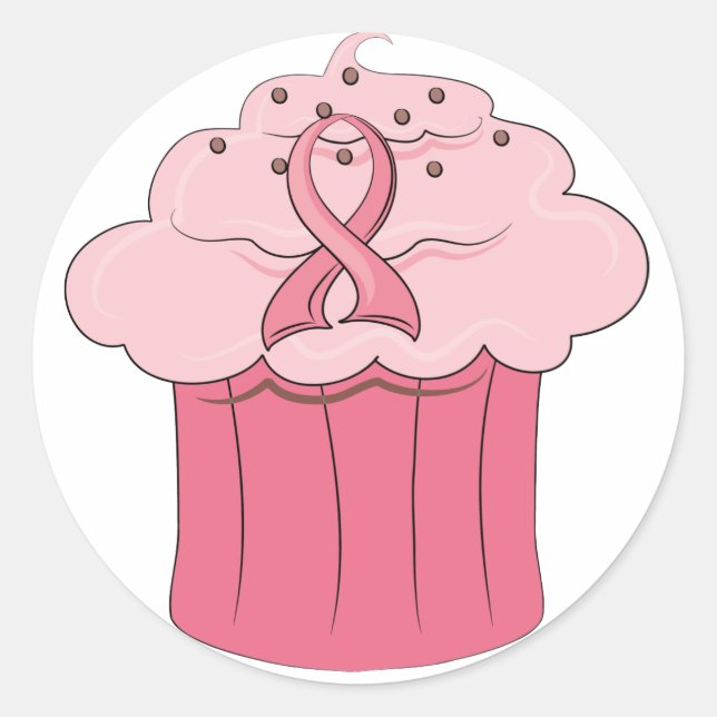 Adesivo Cancer de Fita Rosa para Cupcake de Fita (Frente)