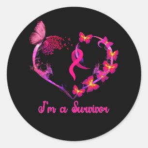 Adesivo Cancer de mama Eu sou um Survivor Borboleta Rosa C