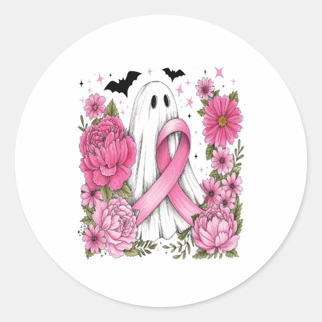 Adesivo Cancer de Mama Halloween Ghost Boho (Frente)