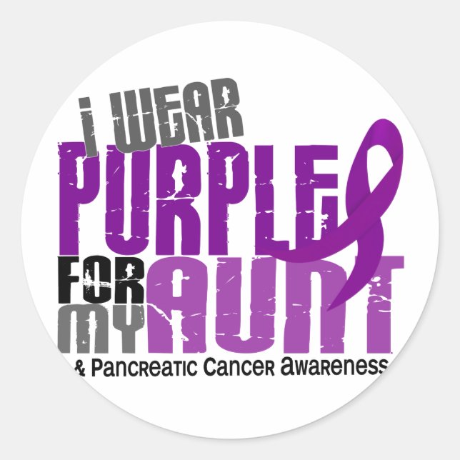 Adesivo Câncer de pâncreas Eu Visto Roxo Para Minha Tia 6. (Frente)