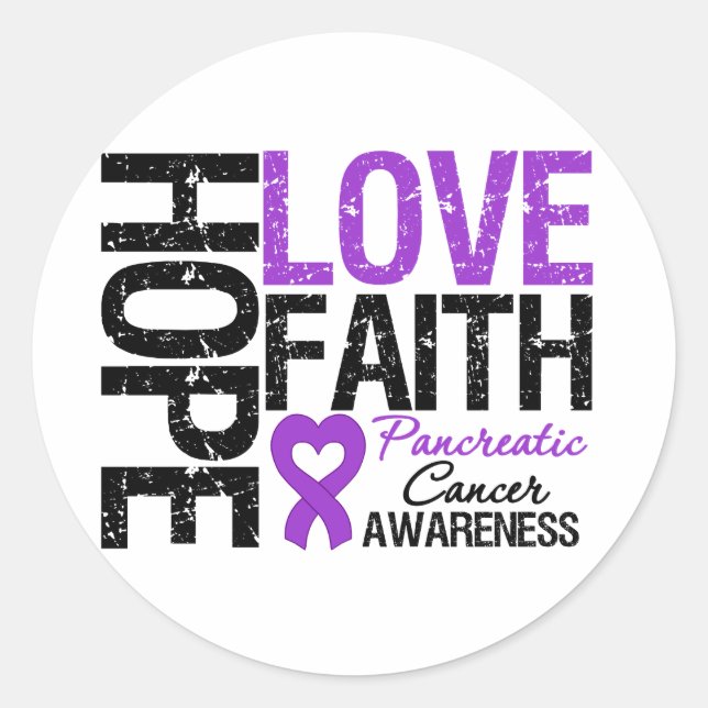 Adesivo Câncer de pâncreas Hope Love Faith (Frente)