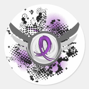 Adesivo Câncer de pâncreas roxo da fita e das asas