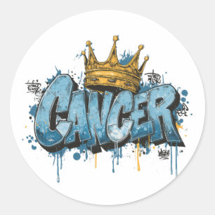 Adesivo Cancer Místico Pincel de Grafite Zodiac com Coroa