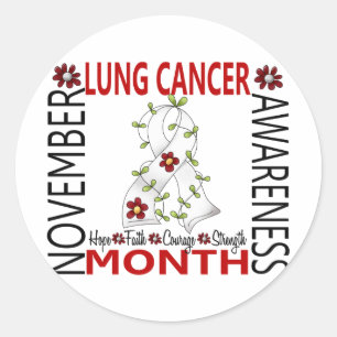 Adesivo Cancer pulmonar Sensibilização Mês Flor Fita 4