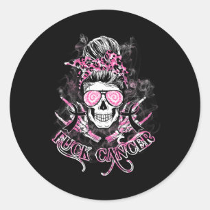 Adesivo Cancer Rótulo Caveira Mensagem Cancer Rosa Pão-Pia