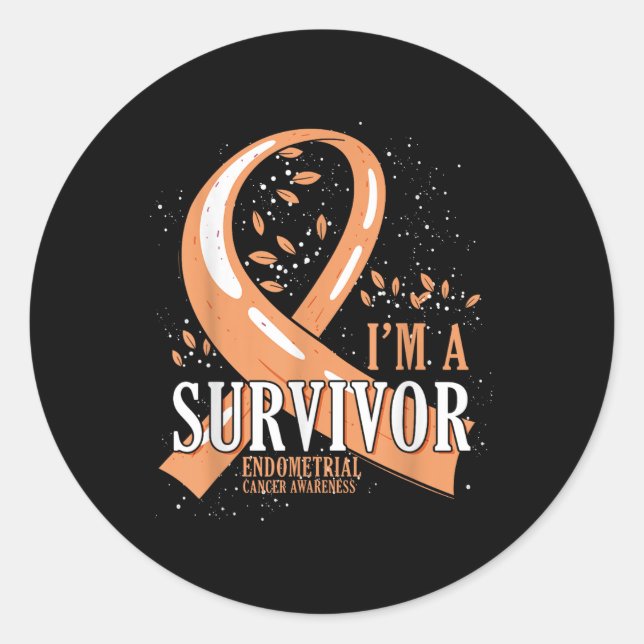 Adesivo Cancer Survivor Peach Ribbon Endometrial Cancer Aw (Frente)