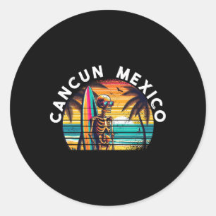 Adesivo Cancun México Crânio Vintage Surf Cancun