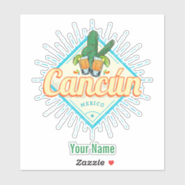 Adesivo Cancun México Dançando Cactus Vintage Tequila