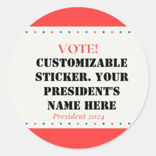 Adesivo Candidato a Presidente Personalizável.
