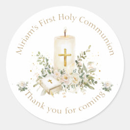 Adesivo Candle Cross Bible Roses First Holy Communion