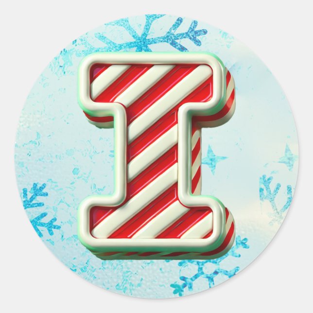 Adesivo Candy Cane Christmas "I" Sticker, Stripes Festivas (Frente)