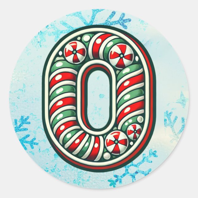 Adesivo Candy Cane Christmas "O" Sticker, Stripes Festivas (Frente)