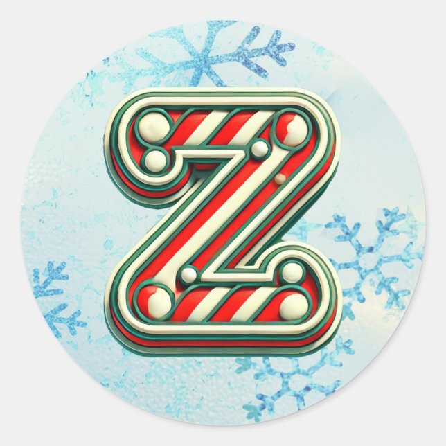 Adesivo Candy Cane Christmas Sticker "Z", Stripes Festivas (Frente)
