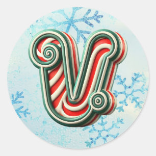 Adesivo Candy Cane Christmas "V" Sticker, Stripes Festivas