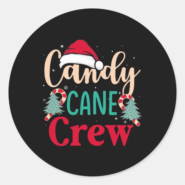 Adesivo Candy Cane Crew Diversão De Natal Doces Em Xmas Wo (Frente)