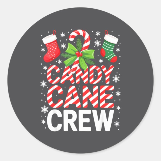 Adesivo Candy Cane Crew Shirt Adult Men Women Kids Christm (Frente)