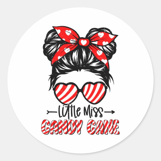 Adesivo Candy Cane Messy Bun Girl Christmas Xmas Holiday G (Frente)