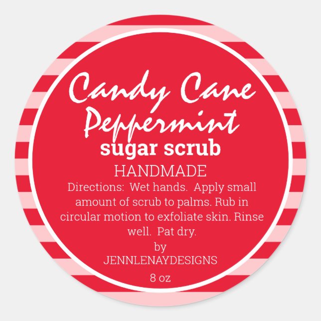 Adesivo Candy Cane Peppermint Sugar Scrub Homemade Persona (Frente)