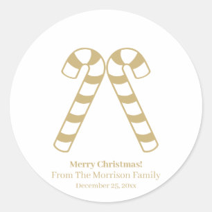 Adesivo Candy de Natal - ouro branco nome personalizado