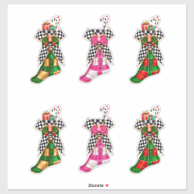 Adesivo Candy de Natal - Verificadores de Xadrez do Xmas (Folha)