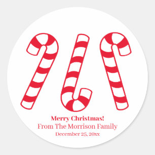 Adesivo Candy de Natal, vermelho e branco, nome personaliz
