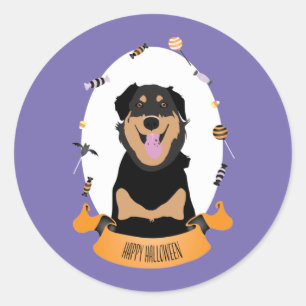 Adesivo Candy Portrait Rottweiler Cachorro Laranja Roxo