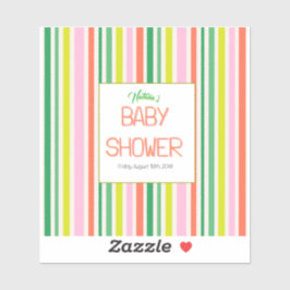 Adesivo Candy Stripe Pink Colorful Rainbow Baby Shower