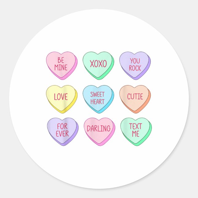 Adesivo Candy Sweet Conversation Hearts Dia de os namorado (Frente)