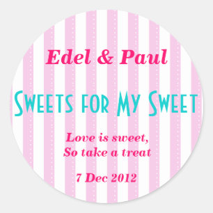 Adesivo Candystripe cor-de-rosa "doces para minha"