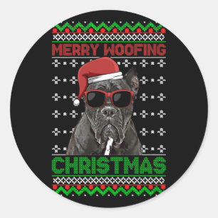 Adesivo Cane Corso Cachorro Engraçada Feliz De Maçã Natal