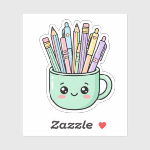Adesivo Caneca de Café Professora Kawaii Lápis Obrigada G
