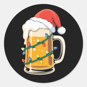 Adesivo Caneca de Cerveja de Natal Chapéu de Papai Noel Lu