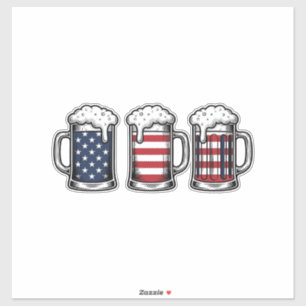 Adesivo Canecas de Cerveja Patrióticas Design de Camisa Ve