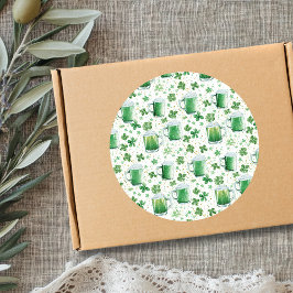 Adesivo Canecas de Cerveja Verde Elegantes e Trevos Branco