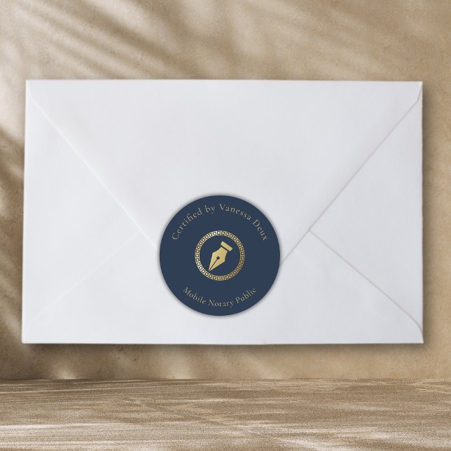 Adesivo Caneta Notícia Dourada Azul Moderno Certificado po (Criador carregado)