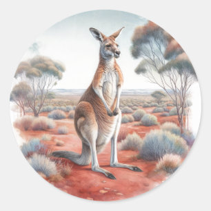 Adesivo Canguru Australiano Aquarela