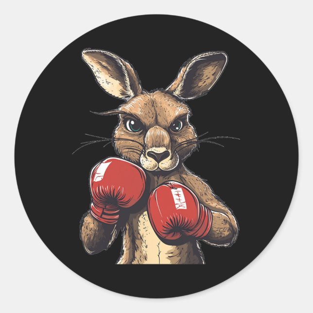 Adesivo Canguru Louco Com Luvas De Boxing Para Um Almoço S (Frente)
